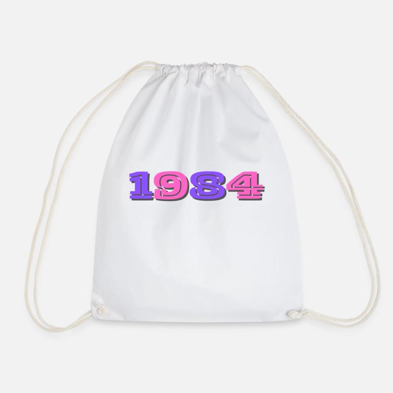 1984 Purple and Pink. 40th Birthday - Drawstring Bag - white