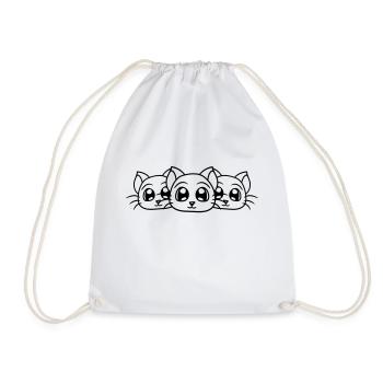 3 Cats Three Friends Team Crew Family Group Cute - Drawstring Bag - white - Front