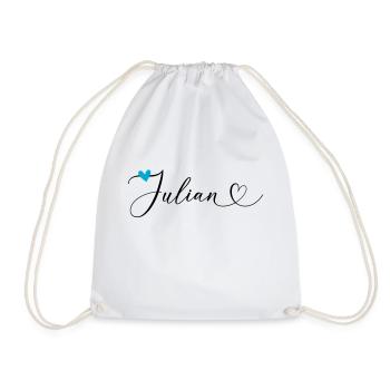 Julian Nom Prénom Calligraphie coeur - Sac de sport léger - blanc - Devant
