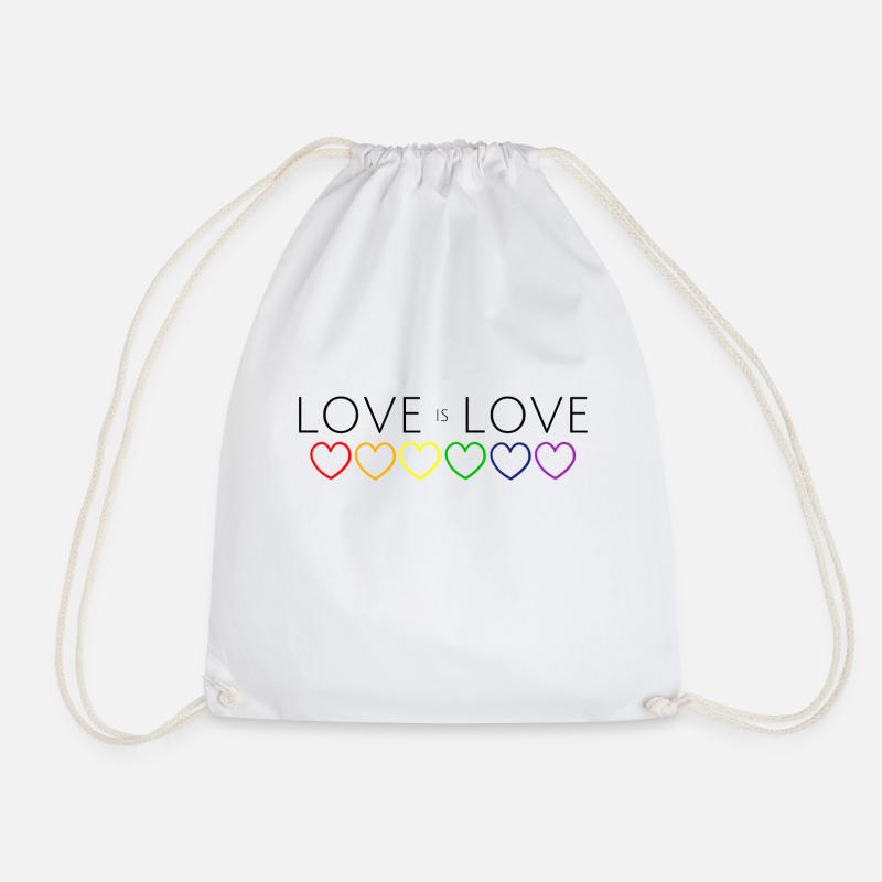 Love is Love Herzkette Regenbogen - Turnbeutel - Weiß