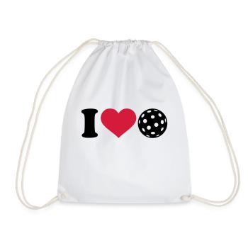 I love Floorball - Turnbeutel - Weiß - Vorne