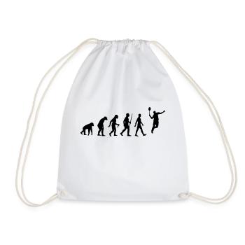Evolution - Federball, Badminton, Mensch, Affe - Turnbeutel - Weiß - Vorne