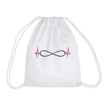 infinite heart rate pulse endless frequency eternal gre - Drawstring Bag - white - Front