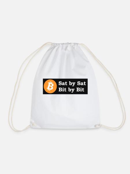 sat by sat bit by bit - Drawstring Bag - white