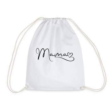 Mom Font with Heart - Drawstring Bag - white - Front