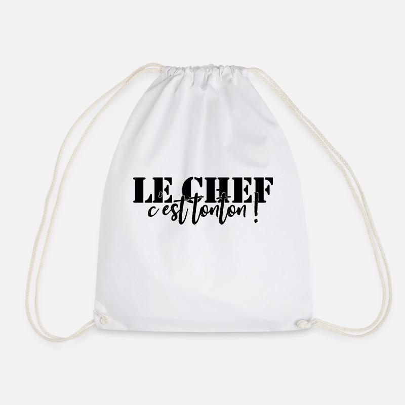 Personalized 🍴 apron The chef is UNCLE! - Drawstring Bag - white
