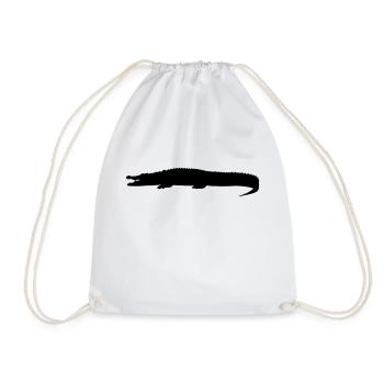crocodile silhouette - Drawstring Bag - white - Front