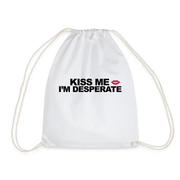 Kiss Me I'm Desperate - Drawstring Bag - white - Front