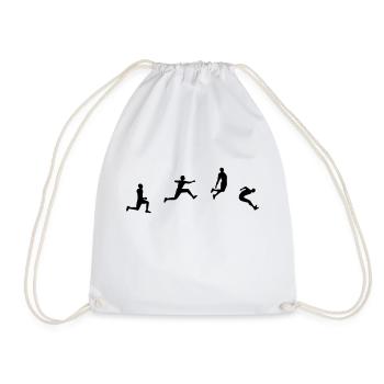 long jump silhouette drawing - Drawstring Bag - white - Front