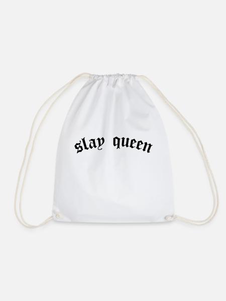 SLay queen - Drawstring Bag - white