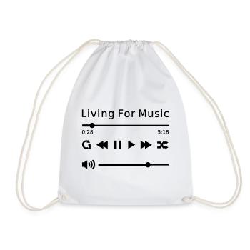 Living for Music | Color - Drawstring Bag - white - Front