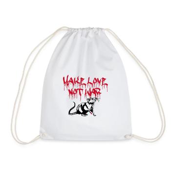 MAKE LOVE NOT WAR GRAFFITI RAT STREET ART - Drawstring Bag - white - Front