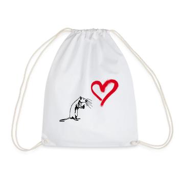 Graffiti Heart Street Art Rat - Drawstring Bag - white - Front