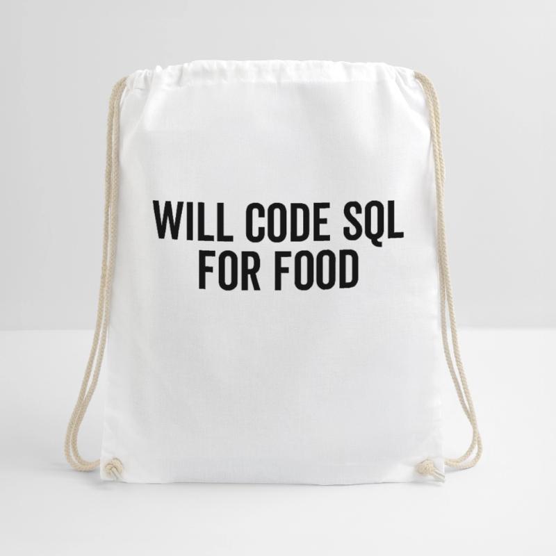 Will Code SQL For Food Drawstring Bag