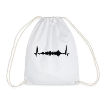 Heartbeat Sound Engineer Waves DJ Music Sinus - Drawstring Bag - white - Front