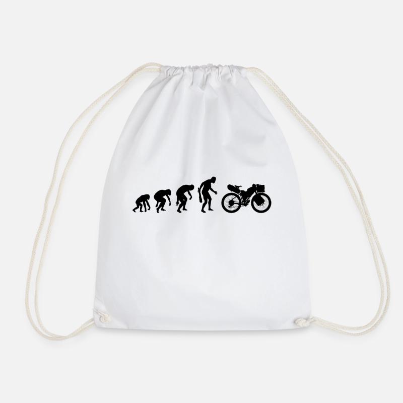 Bikepacking Evolution Bikepacker Bicycle Tour Idea - Drawstring Bag - white