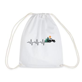 Tractor Heartbeat Gift Heartbeat Farmer - Drawstring Bag - white - Front