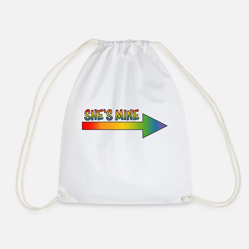 SHE S MINE lesbian LGBT lgbtqi queer - Drawstring Bag - white