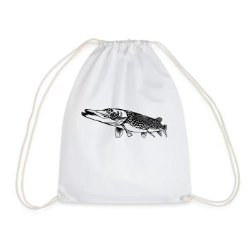 Pike Outline by Scuba.Style - Drawstring Bag - white - Front