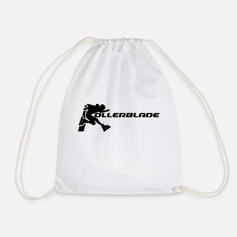 rollerblader silhouette black - Drawstring Bag - white