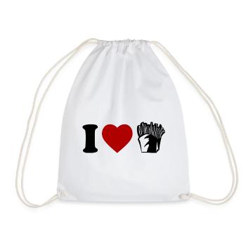 I Love Pommes Frites French Fries Lover - Drawstring Bag - white - Front