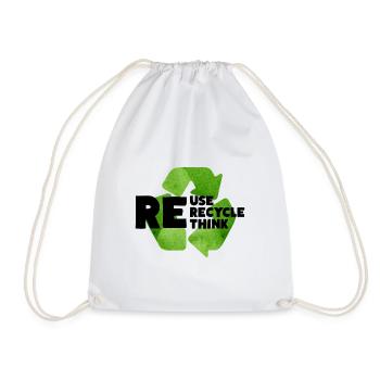 Reuse Recycle Rethink Nachhaltigkeit Umwelt Klima - Turnbeutel - Weiß - Vorne