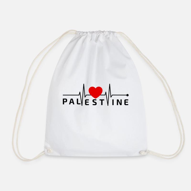 A Heart for Palestine - Drawstring Bag - white