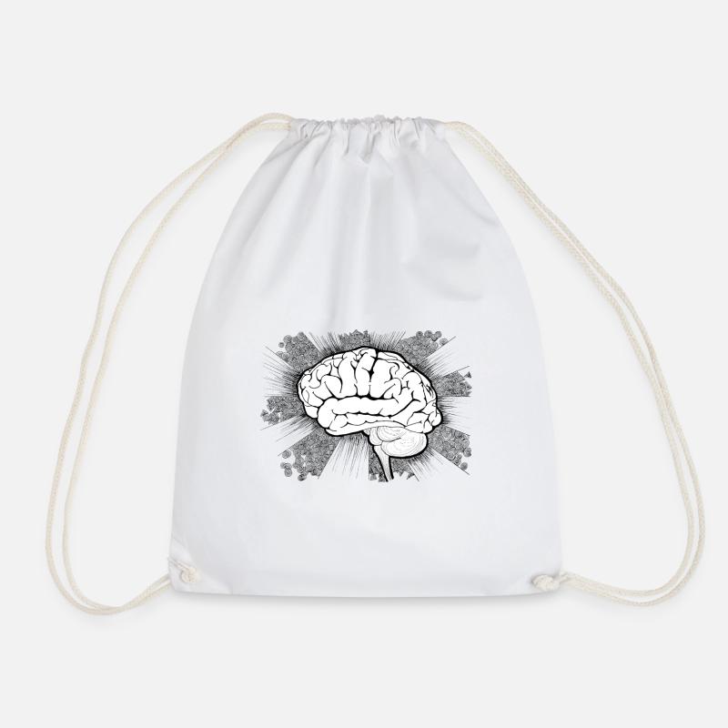 Brain Funfair Doodle Design - Drawstring Bag - white