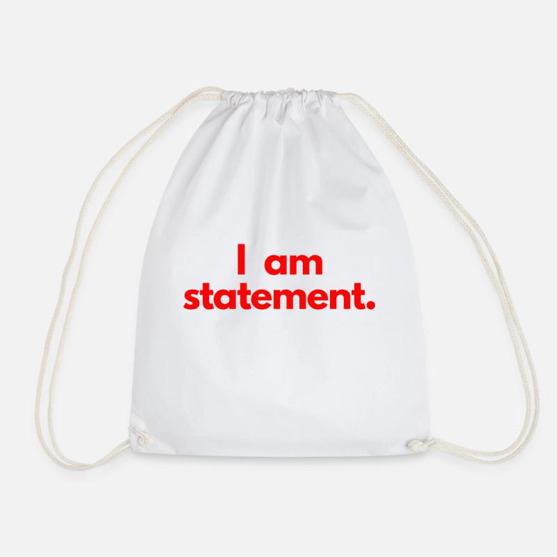 I am statement. Red - Drawstring Bag - white
