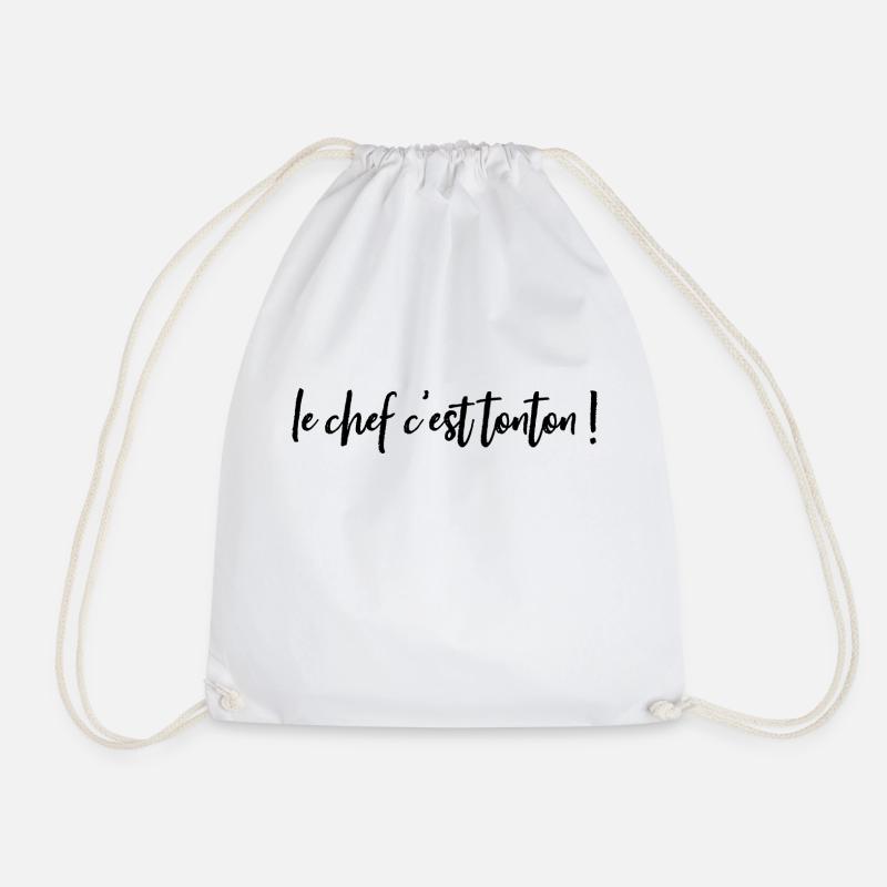 Personalized 🍴 apron The chef is UNCLE! - Drawstring Bag - white