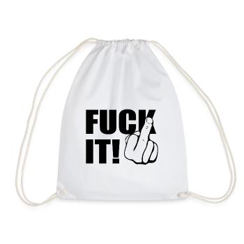FUCK IT middle finger - Drawstring Bag - white - Front