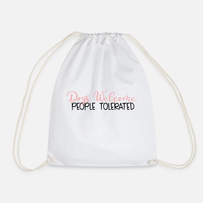 Dogs Welcome - Drawstring Bag - white
