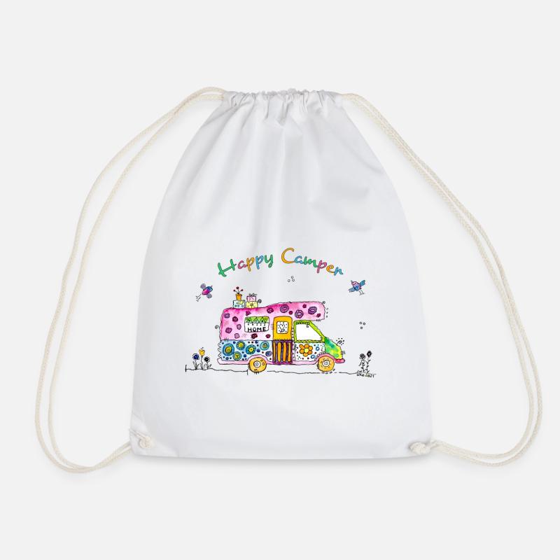 Motorhome Happy Camper - Drawstring Bag - white