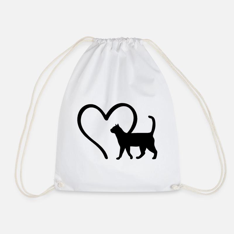 Katzen Herz Katzenliebhaber - Turnbeutel - Weiß