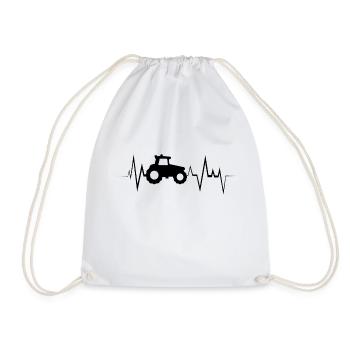 Tractor ECG Heartbeat - Drawstring Bag - white - Front
