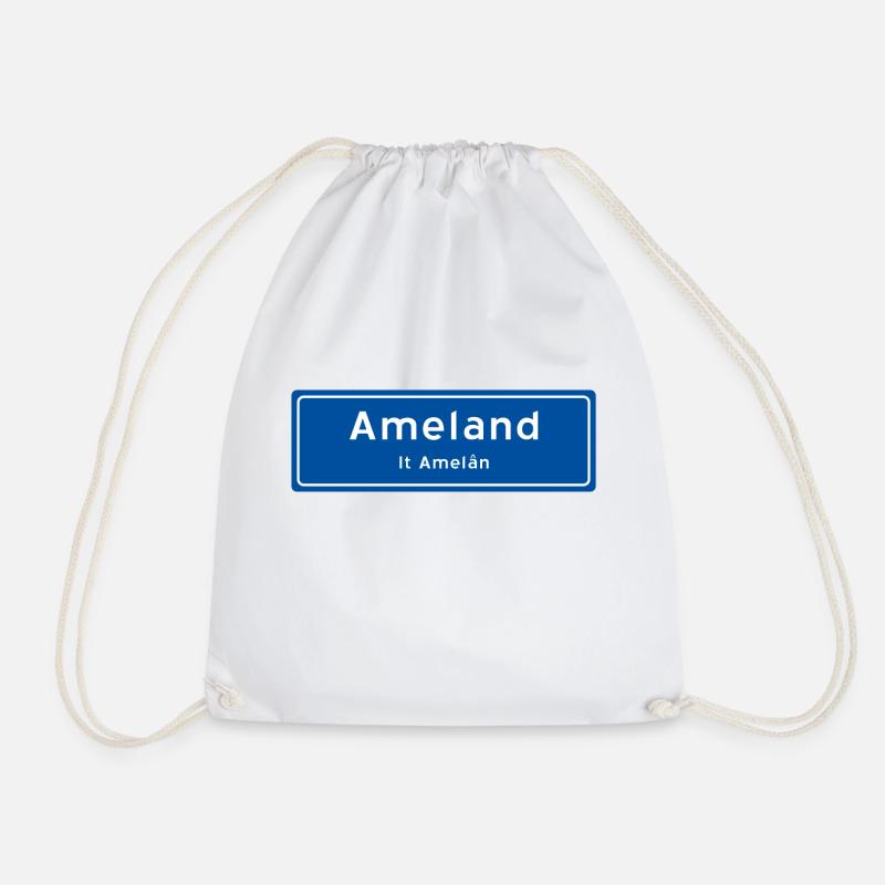 Ameland Ortsschild - Turnbeutel - Weiß