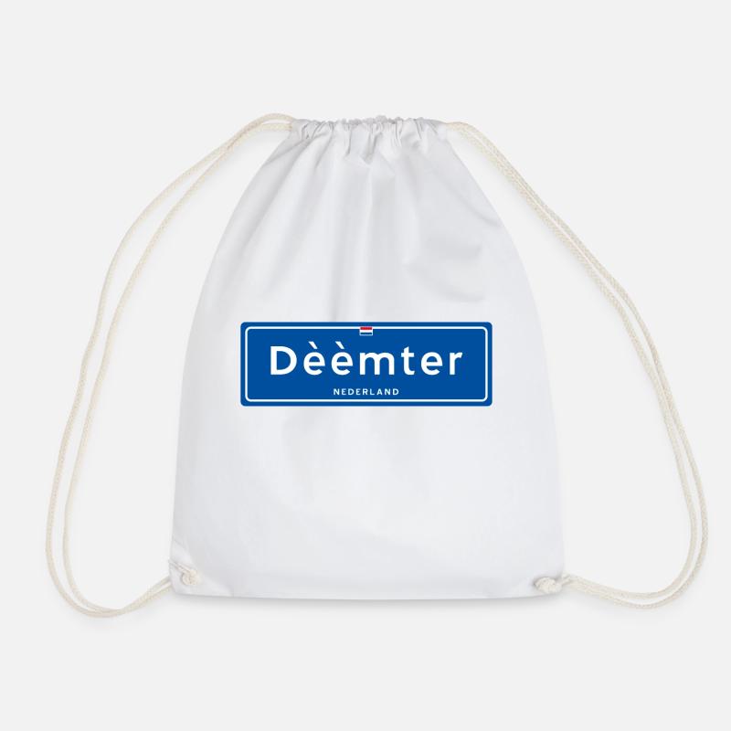 Dèèmter (Deventer) place name sign - Drawstring Bag - white