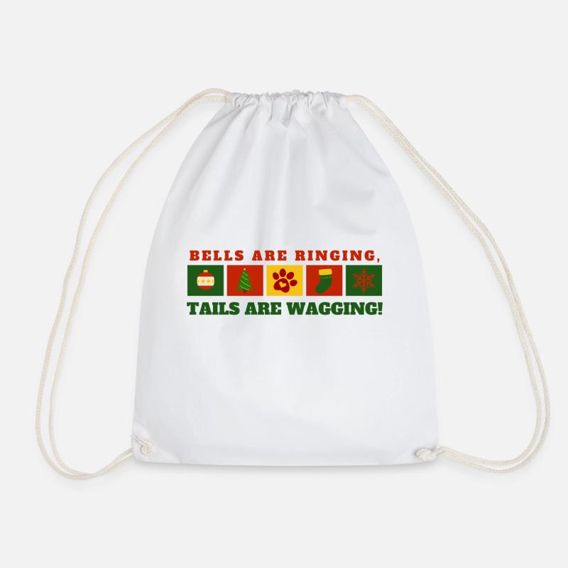 Christmas - Dog - Drawstring Bag - white