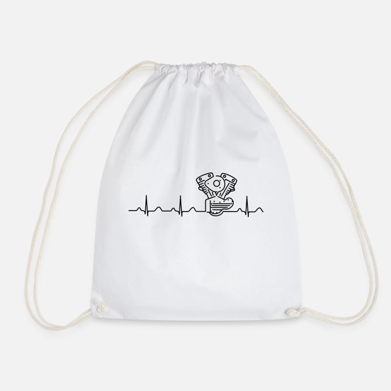 V2 Shovelhead Heartbeat black - Drawstring Bag - white