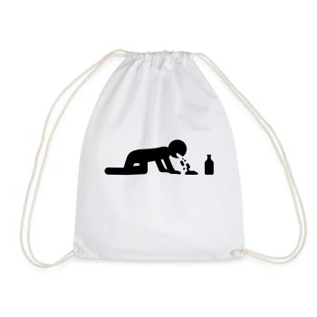 drink_and_puke - Drawstring Bag - white - Front