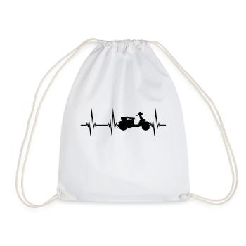 pulse frequency heartbeat scooter clipart driving ele - Drawstring Bag - white - Front