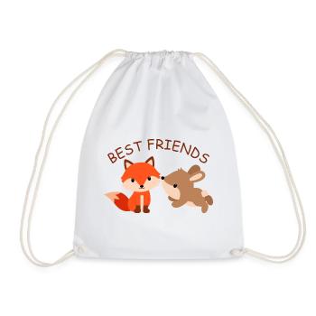 BEST FRIENDS bunny and fox pajama nightie. - Drawstring Bag - white - Front