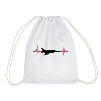 Heartbeat Fighter Jet Jet - Drawstring Bag - white - Front