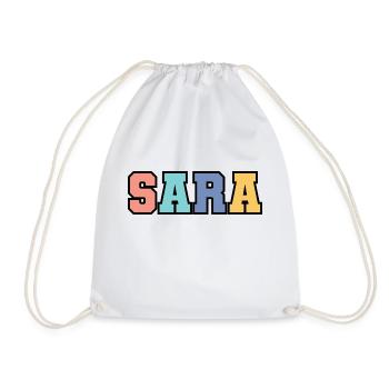 Name - Sara - Drawstring Bag - white - Front