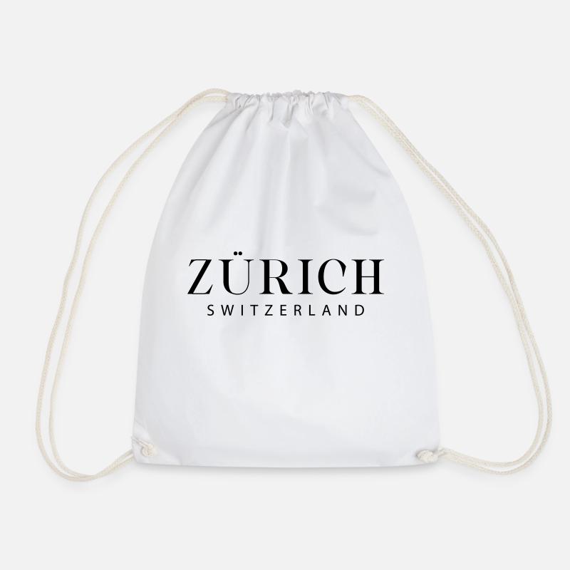 Zurich - switzerland - Drawstring Bag - white