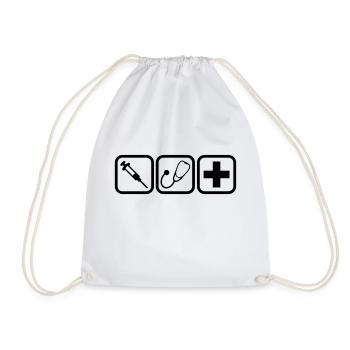 Stéthoscope seringue Croix docteur logo - Sac de sport léger - blanc - Devant