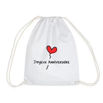 HAPPY BIRTHDAY. JOYEUX ANNIVERSAIRE. ANNIVERSAIRE. - Sac de sport léger - blanc - Devant