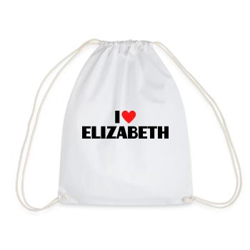 I Love Elizabeth Heart Graphic Name Gift - Drawstring Bag - white - Front