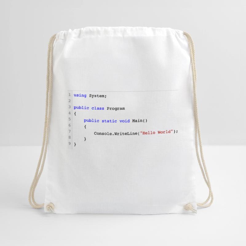 C# .NET Code Hello World Programmierer Geschenk Turnbeutel