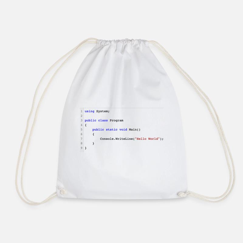 C # .NET Code Hello World Programmer Gift - Sac de sport léger - blanc